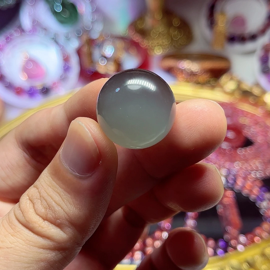 未镶嵌珠宝半成品水晶雾霾蓝兔毛20mm单珠