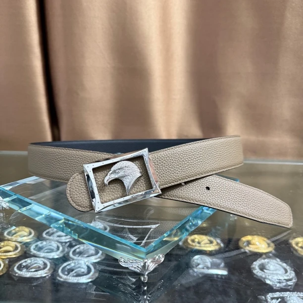 史蒂芬新款百搭男士皮带高档休闲老鹰头牛皮腰带青中老年时尚商务