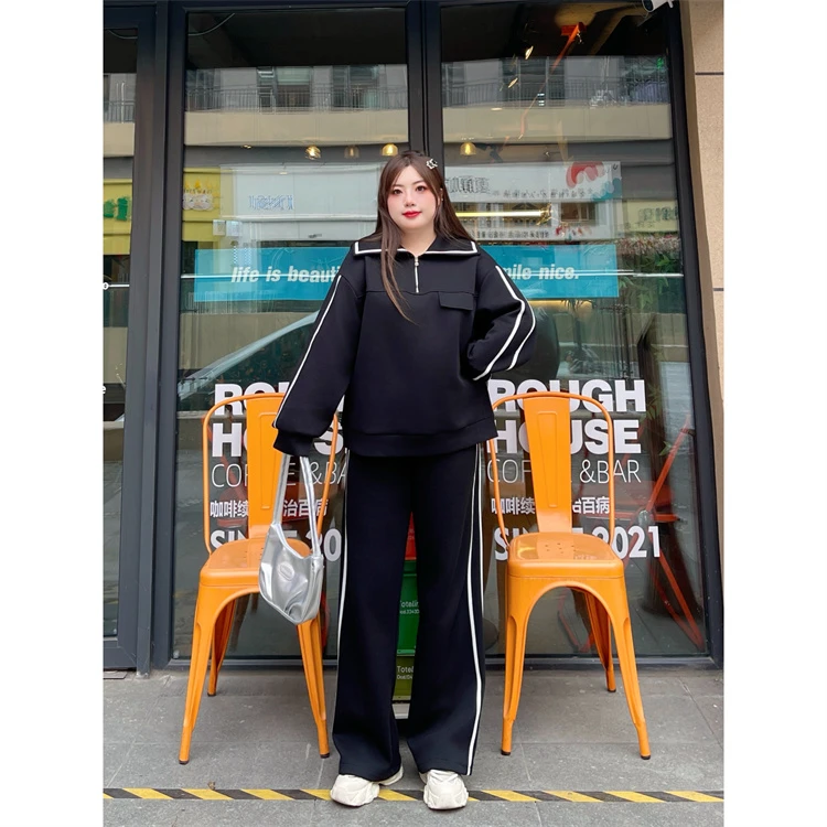 断码捡漏~安卡拉韵 /设计师款空气层卫衣套装18125花契200斤胖mm