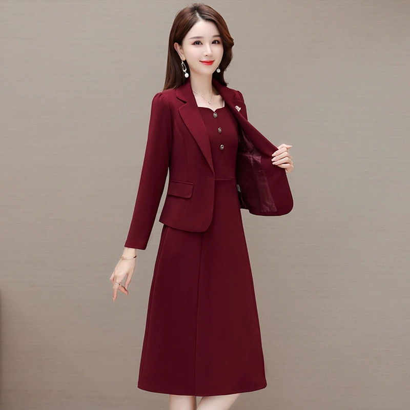 十一喜婆婆妈妈结婚宴会装连衣裙女装秋装2025新款小香风两件套装