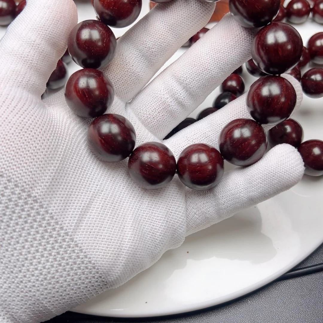 小叶紫檀手串/手链青***8原汁原味黑皮钢印20