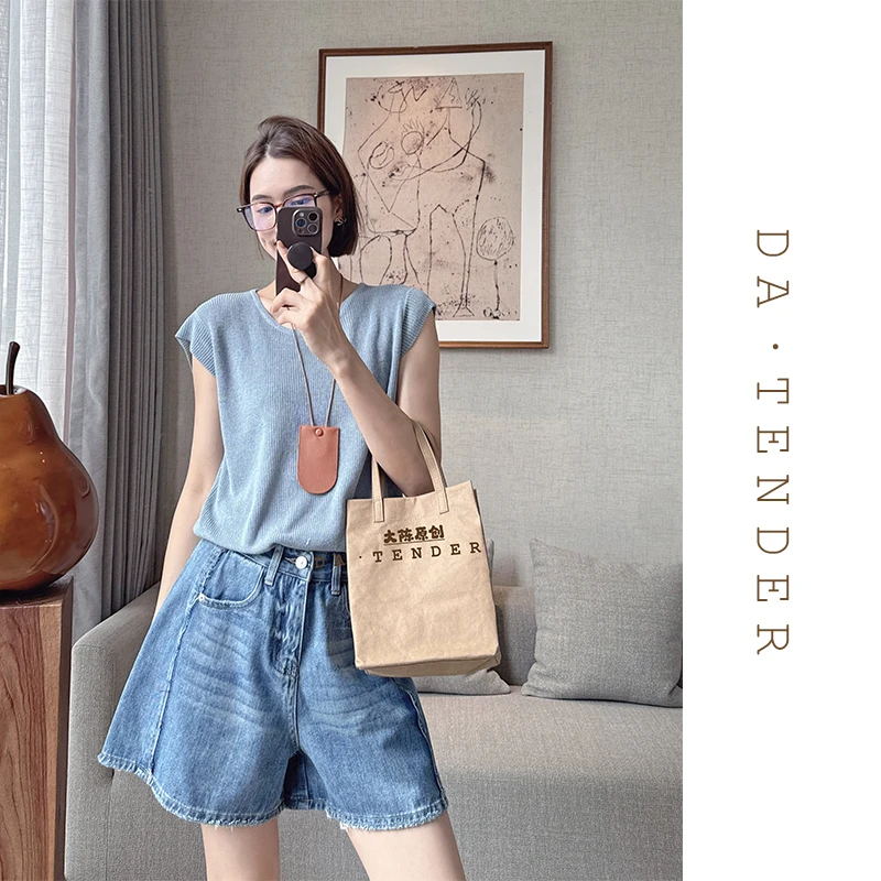 DA·Tender【吉赛尔复古牛仔短裤】夏季薄款时尚纯色休闲百搭