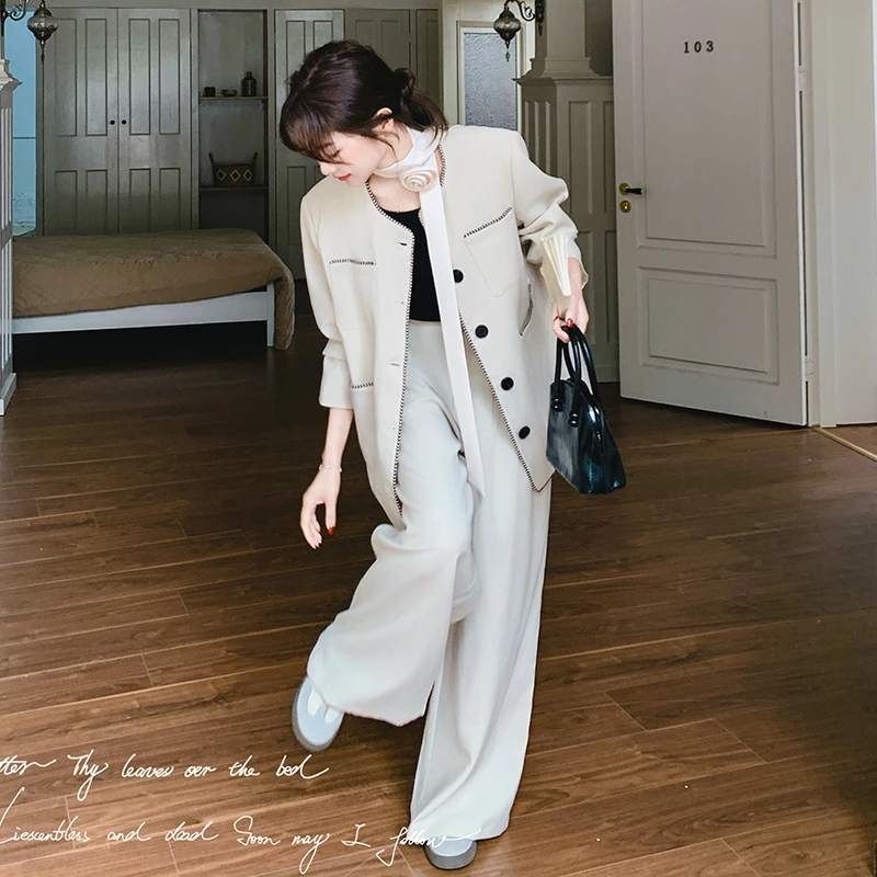 秋冬法式小香风西装阔腿裤女春秋2025新款感两件套超好看名媛超火