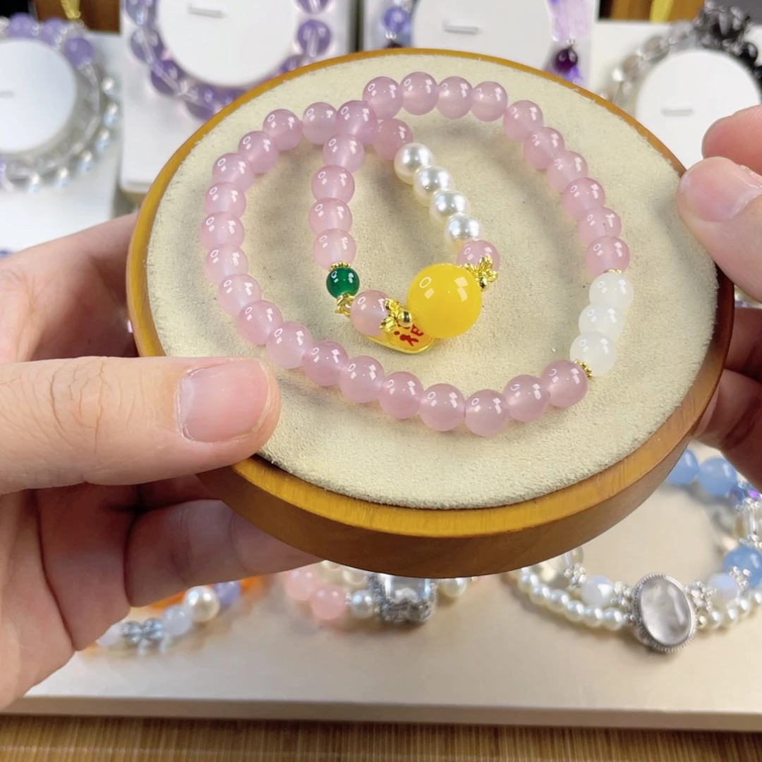 玉髓手饰银S925镀金镶嵌