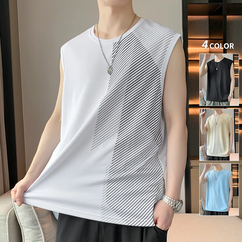 玛斯柏冰丝速干背心男士夏季轻薄款透气运动坎肩篮球健身无袖t恤