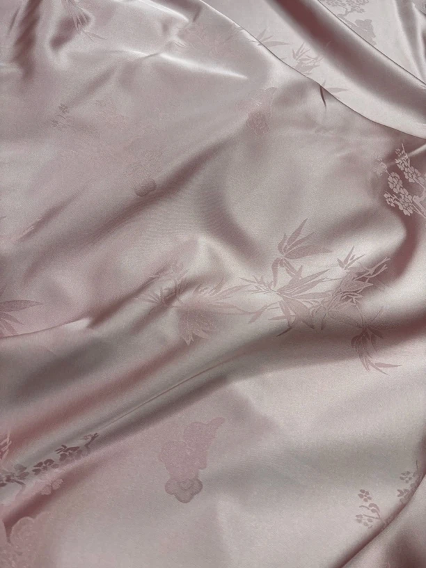 淡粉色双面提花 新中式国风服装面料