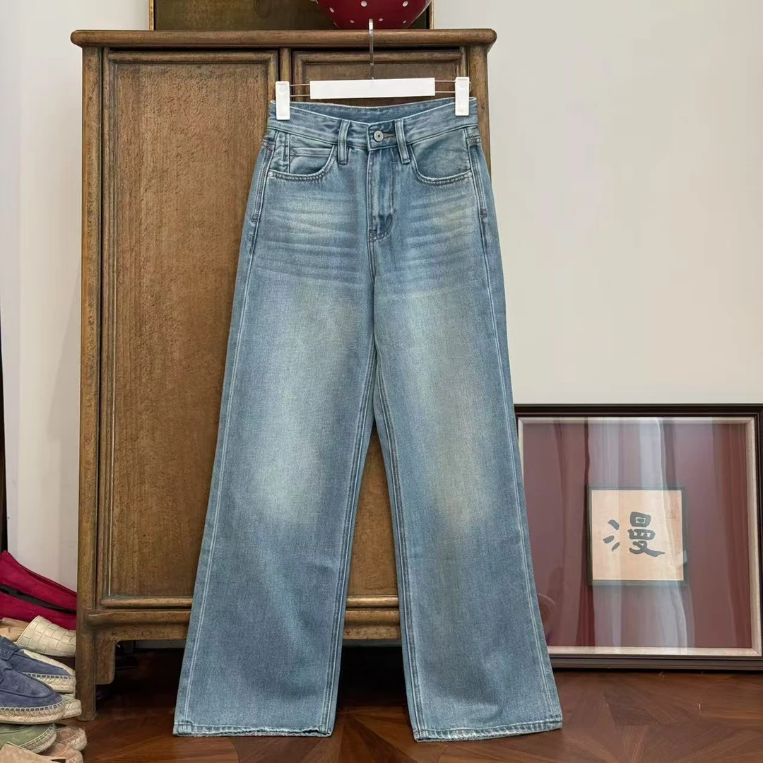 MYL 2025年春夏季新款纯棉牛仔裤休闲直筒时尚百搭钉珠牛仔裤