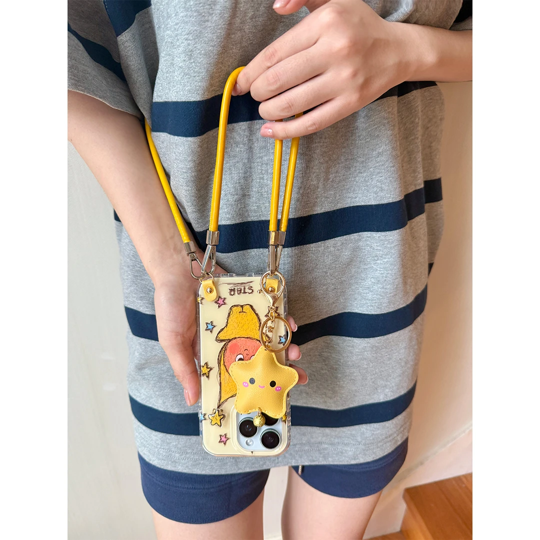 【可斜挎手提】适用苹果16手机壳iPhone15/14pro可爱星星人保护壳