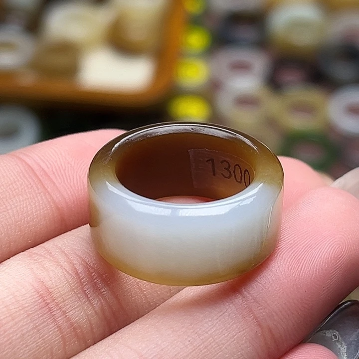 和田玉未镶嵌戒指16.9金山糖白新品