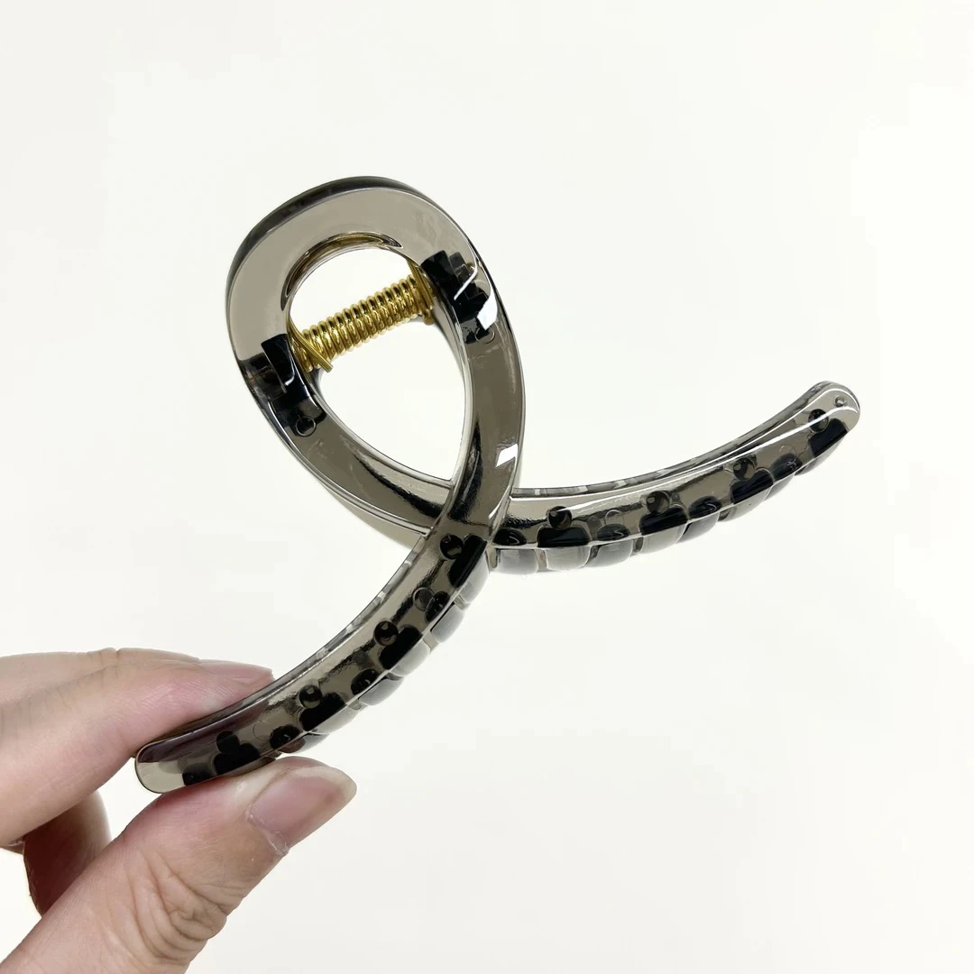 L512冰透灰11厘米长大了抓夹时尚百搭简约气质盘发后脑勺头饰发饰