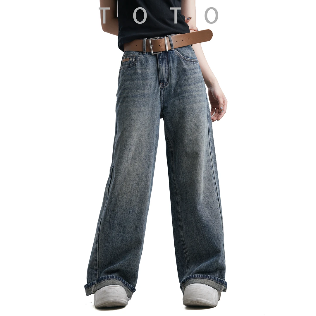 TO【CH911】春款上新浅色水洗中高腰宽松直筒男友牛仔裤