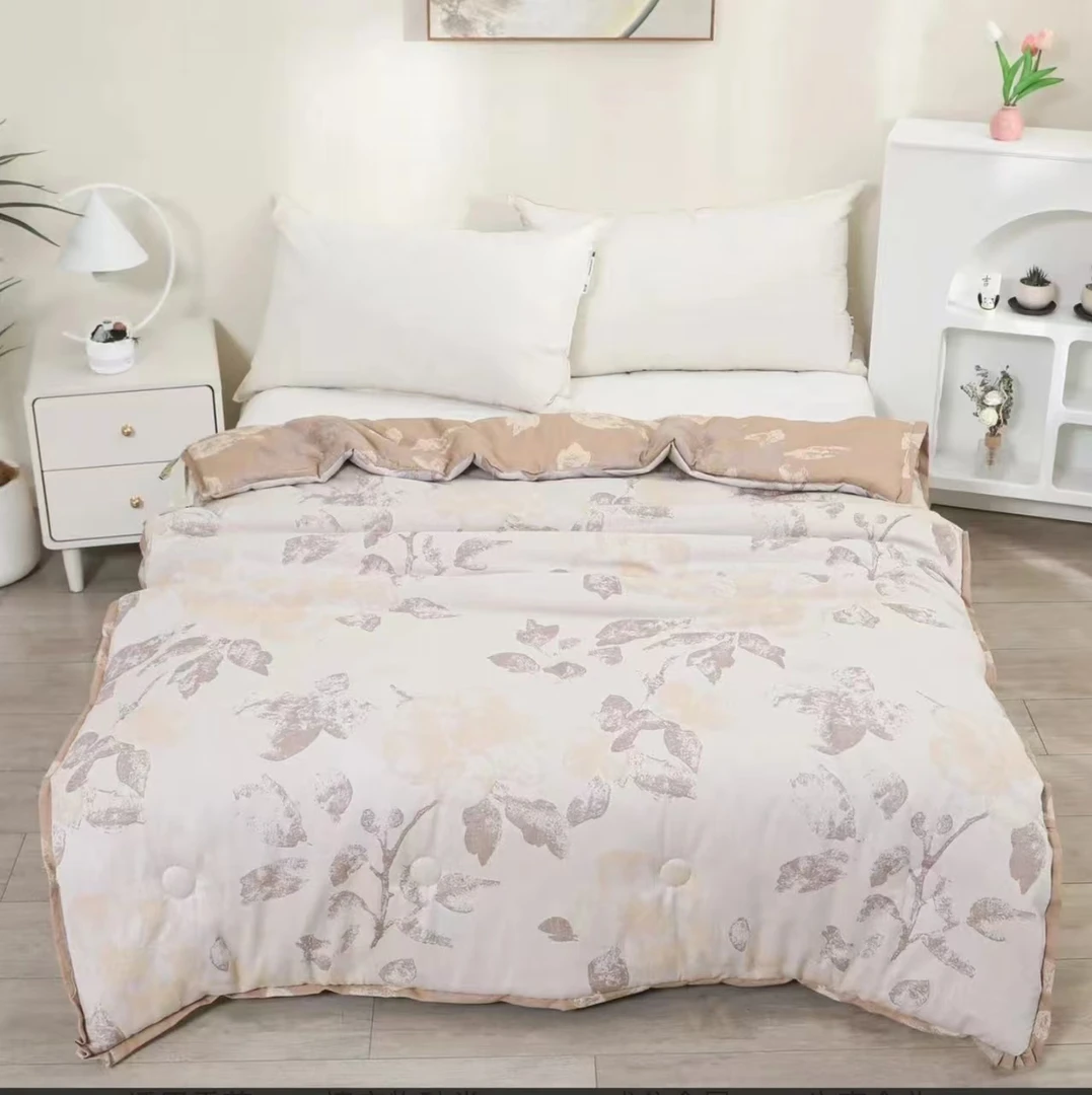 【霜叶】单人春秋被150*200双层纱柔软加厚成人可机洗秋冬盖被