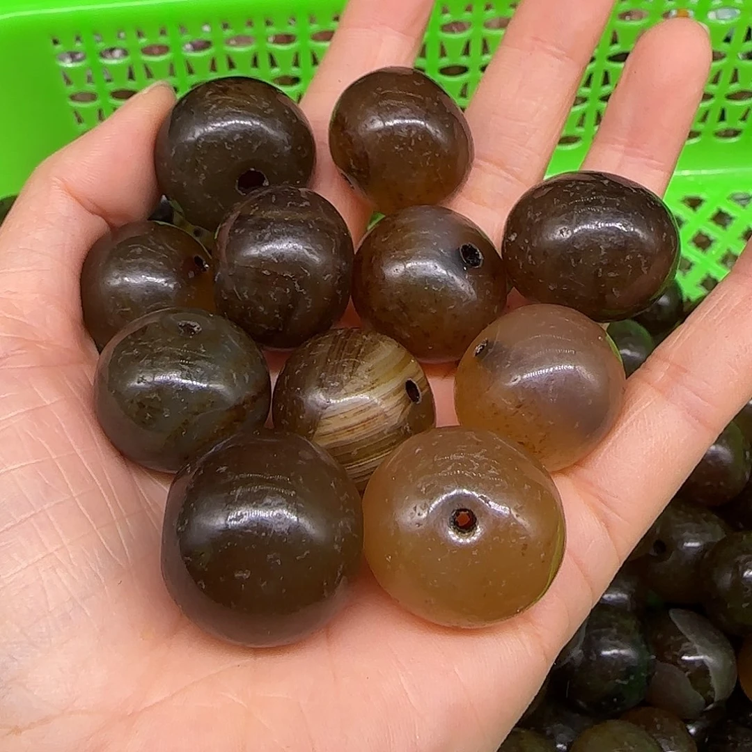 玛瑙/玉髓合金珠宝半成品老玛瑙约20mm一颗