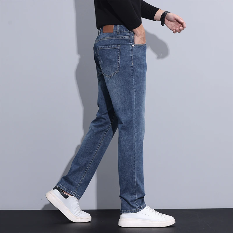 意卡尊大码商务修身牛仔裤男士2025秋季新款弹力直筒时尚休闲长裤