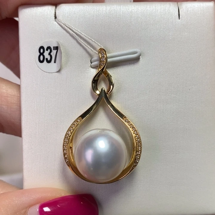 海水珍珠吊坠(不含链)18K金镶嵌