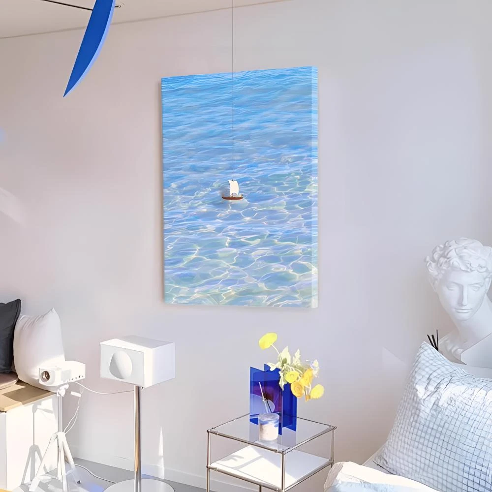 一帆风顺玄关装饰画现代简约小众艺术客厅网红挂画可定制摇摆小船