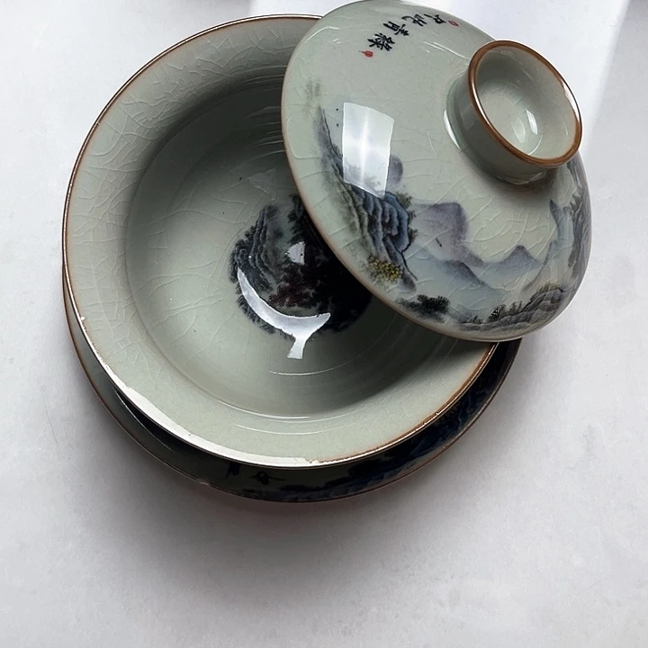 只此青绿元宝盖碗