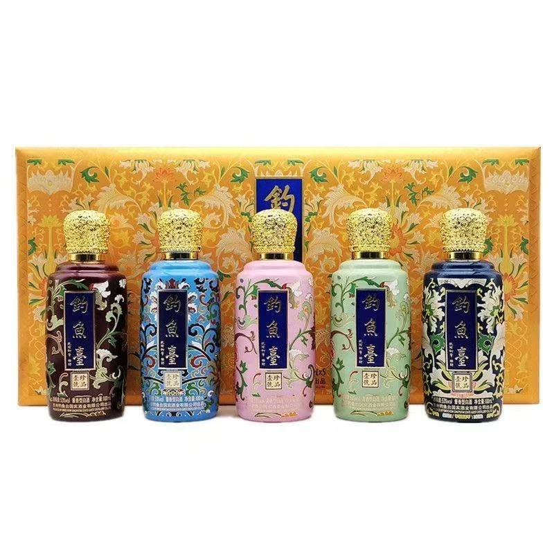 钓鱼台珐琅彩五彩缤纷小酒版酱香型白酒53%Vol100ml*5瓶