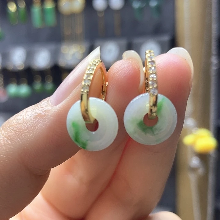 银S925镶嵌翡翠耳饰