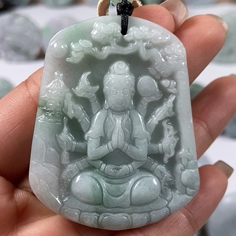 翡翠颈饰未镶嵌千手观音福利