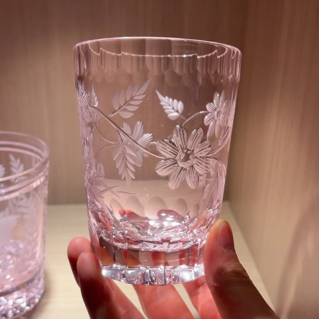 水晶玻璃平底款-粉色水晶杯