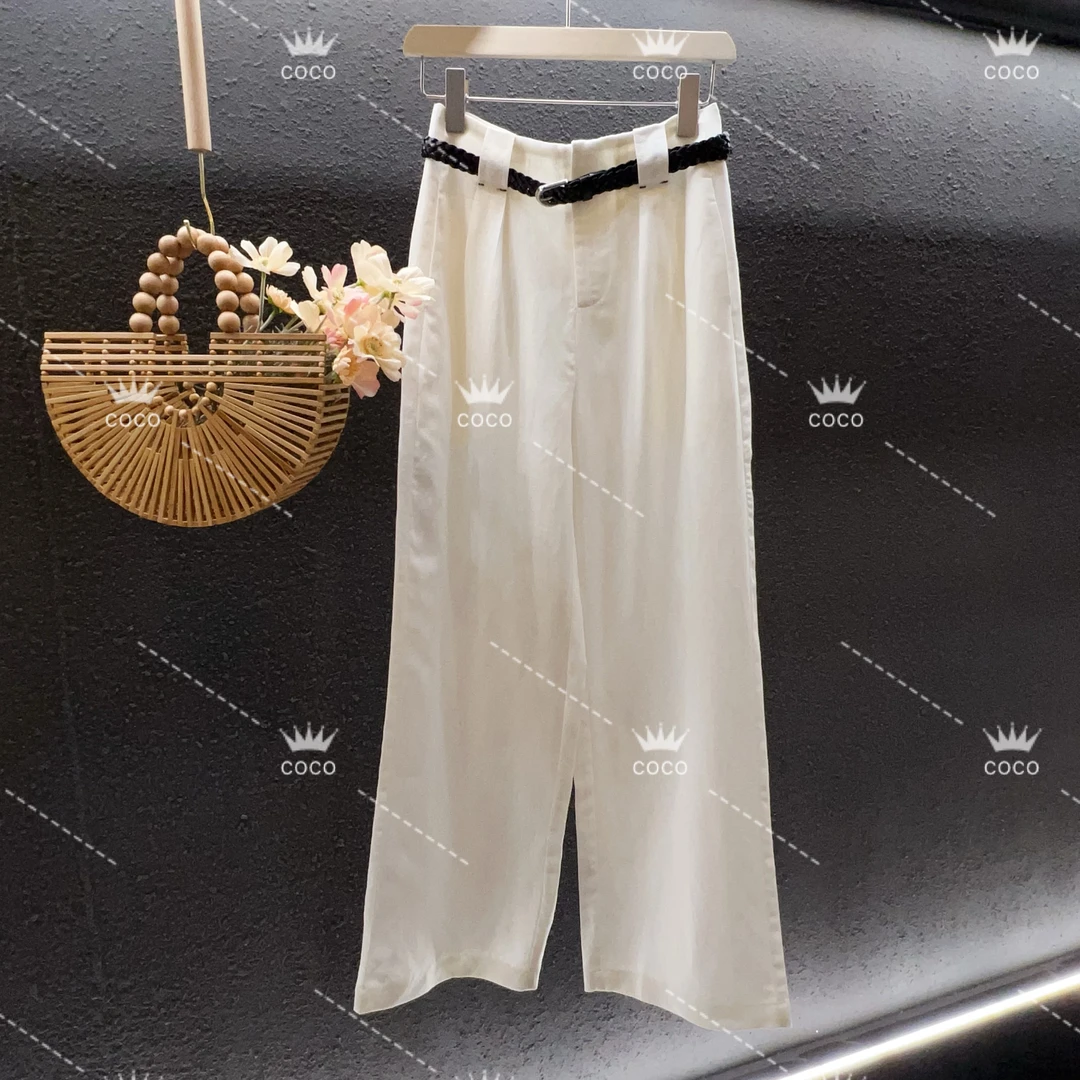 韩式松弛感！配腰带 新款薄款宽松垂感显瘦阔腿裤 天丝牛仔休闲裤