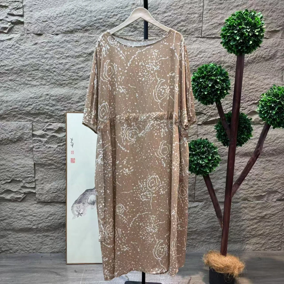 10054新款夏季优雅减龄宽松遮肉洋气连衣裙QZ