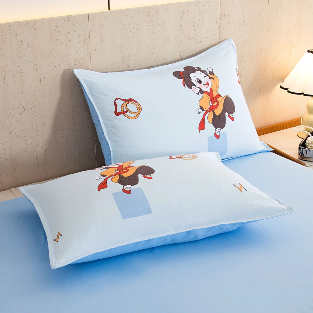 2025新款浣花锦灵珠魔童哪吒枕套100%纯单双人幼儿园宿舍亲肤柔软