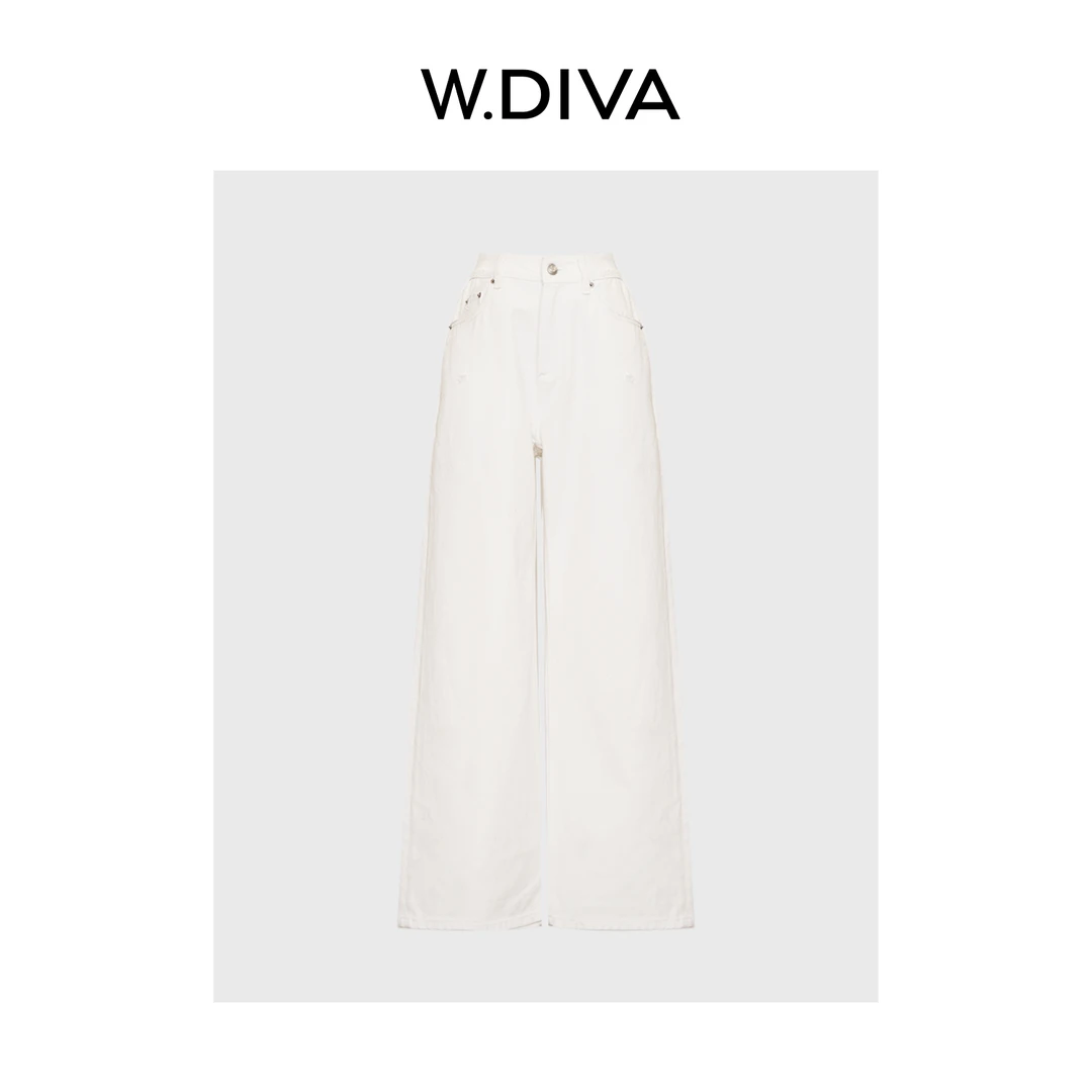W.Diva【久野】白色显瘦百搭牛仔直筒裤纯欲慵懒风女装51K251285