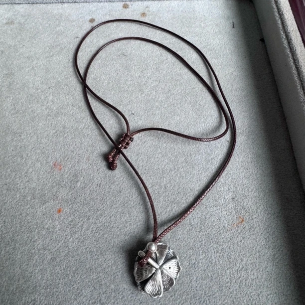 吊坠足银布 A638-足银牡丹花吊坠一个带链