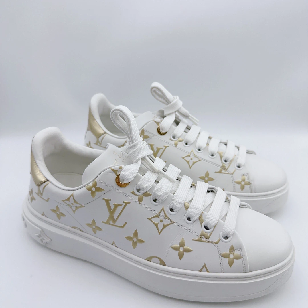 95新 LouisVuitton/路易威登 39码/金色满印timeout板鞋/01644