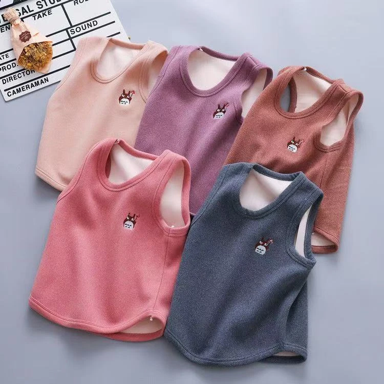 儿童加绒加厚背心保暖衣宝宝秋冬季男童女童婴儿内穿上衣马甲背心