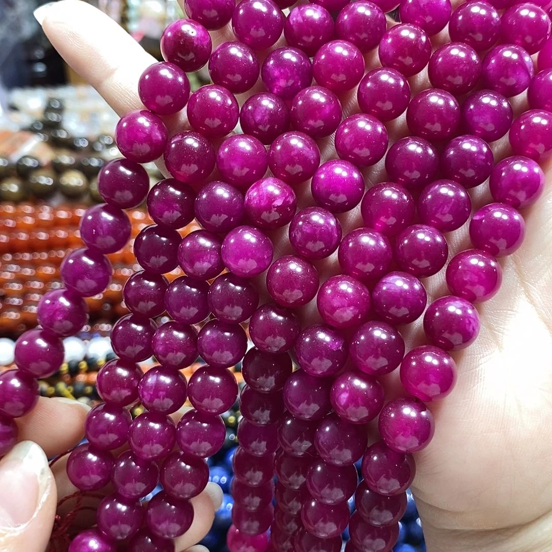 玛瑙/玉髓未镶嵌珠宝半成品紫玉一条卡10mm