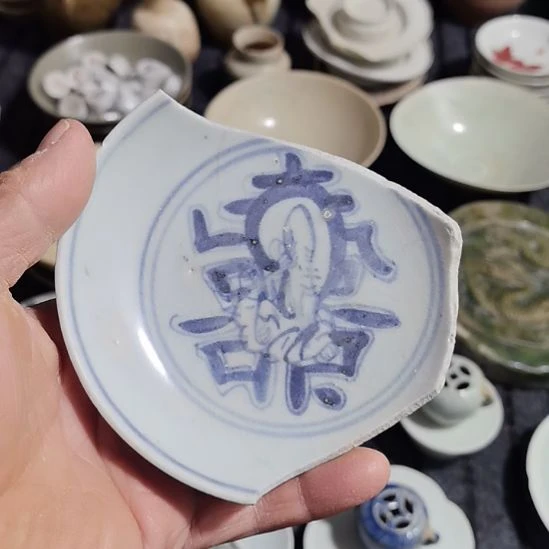 瓷片青花影青杯垫学习标本