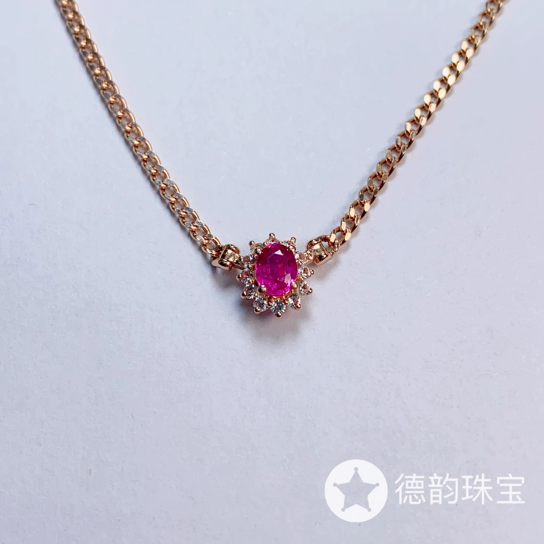 18K金镶嵌红宝石项链