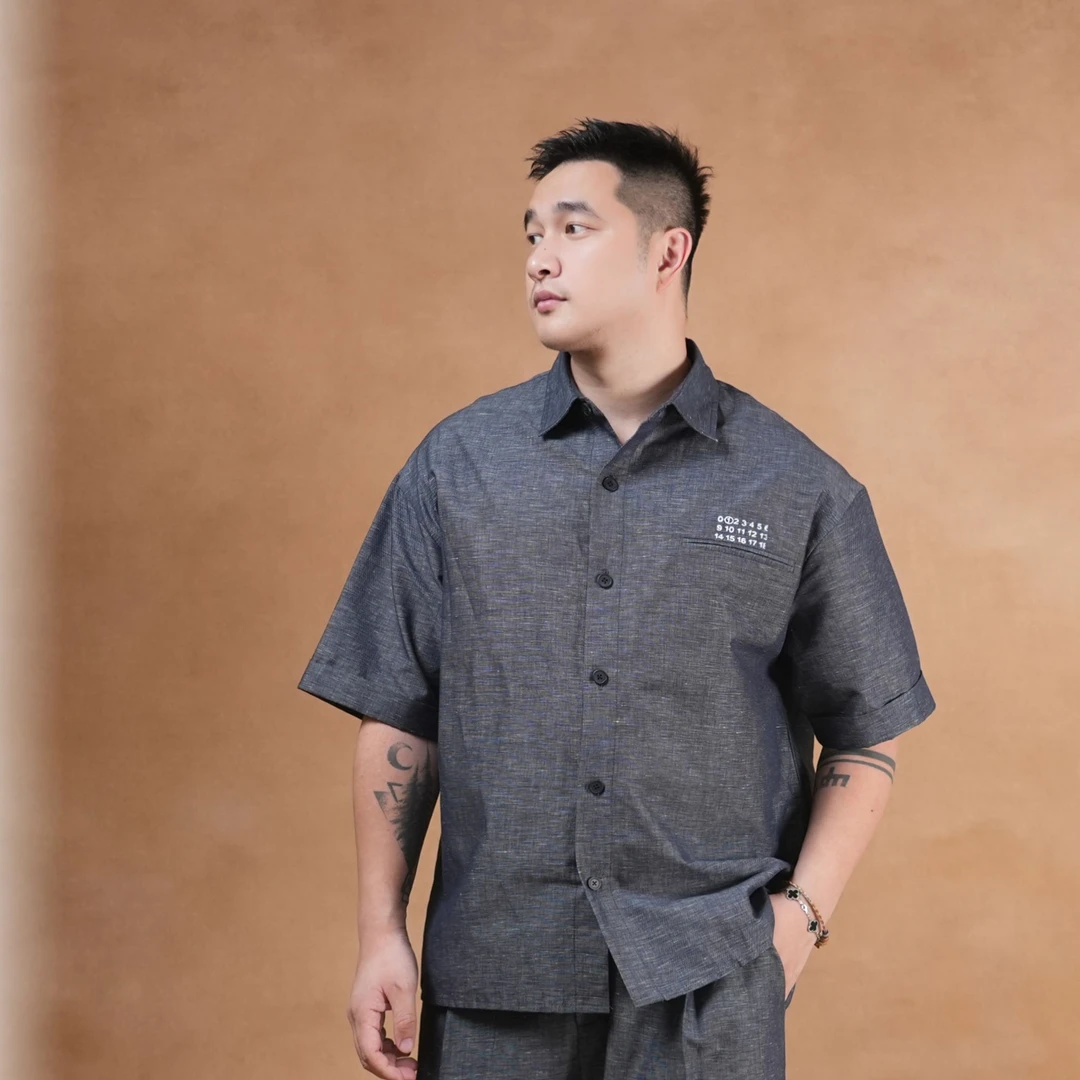 马丁叔叔 夏季新款轻薄亚麻衬衫套装 老钱风衬衫028