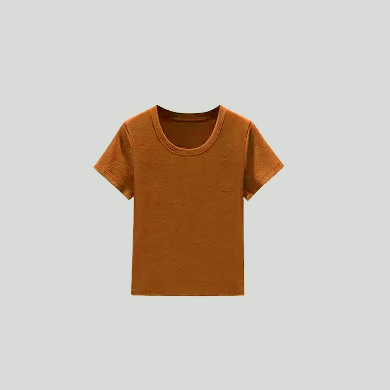 【U领面膜T】亚麻+天丝莱赛尔短袖女新款百搭设计感收背显瘦T恤女