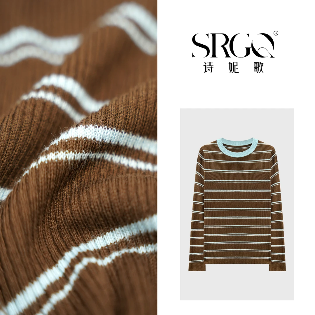 诗妮歌2025舒享秋系列【条纹】订单款~简练线条女式条纹控毛衫