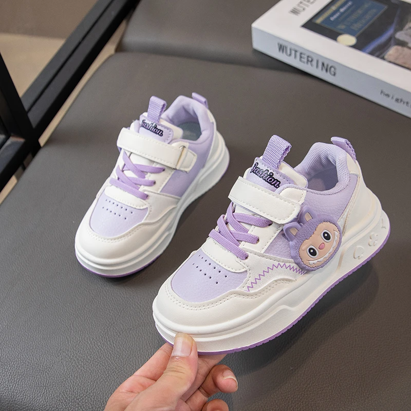 女童鞋子2025春秋款儿童运动鞋中大童卡通拉布布透气女宝百搭板鞋