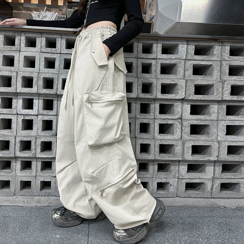 儿童秋装2025年新款大女童装弯刀裤子休闲工装裤春秋款阔腿直筒裤