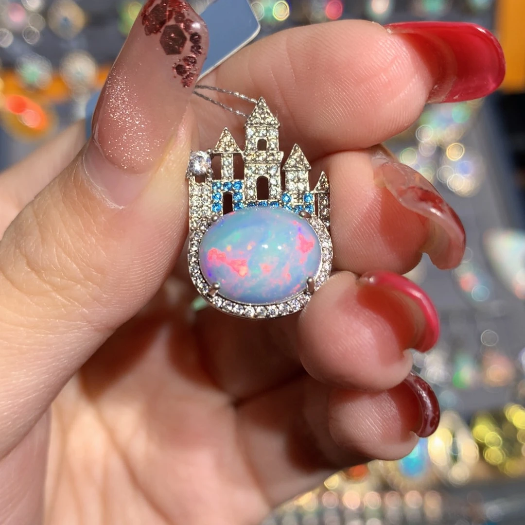 银S925镶嵌欧泊欧泊吊坠y