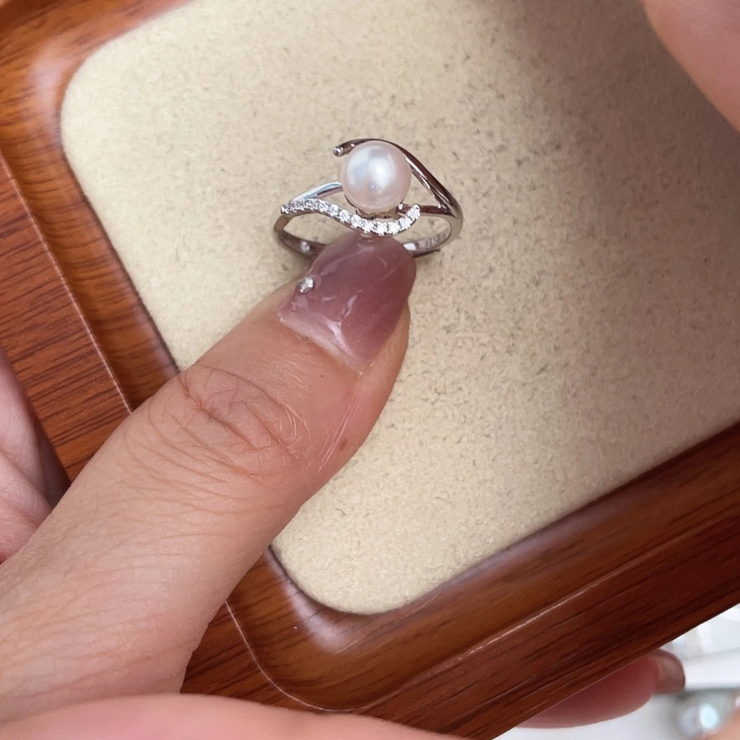 海水珍珠戒指银S925镶嵌