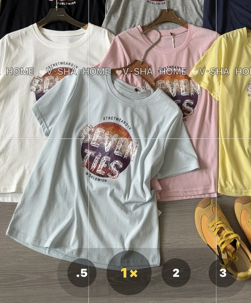 薇莎8629【现货】雪花棉柔软印花百搭宽松短袖T恤