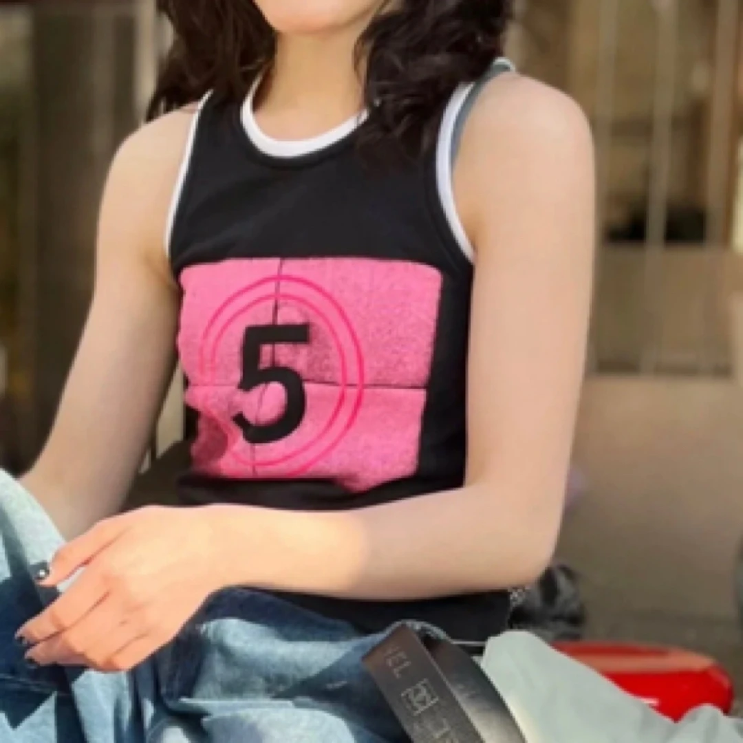 99新 Chanel/香奈儿 A100330/5号黑粉撞色背心/38码