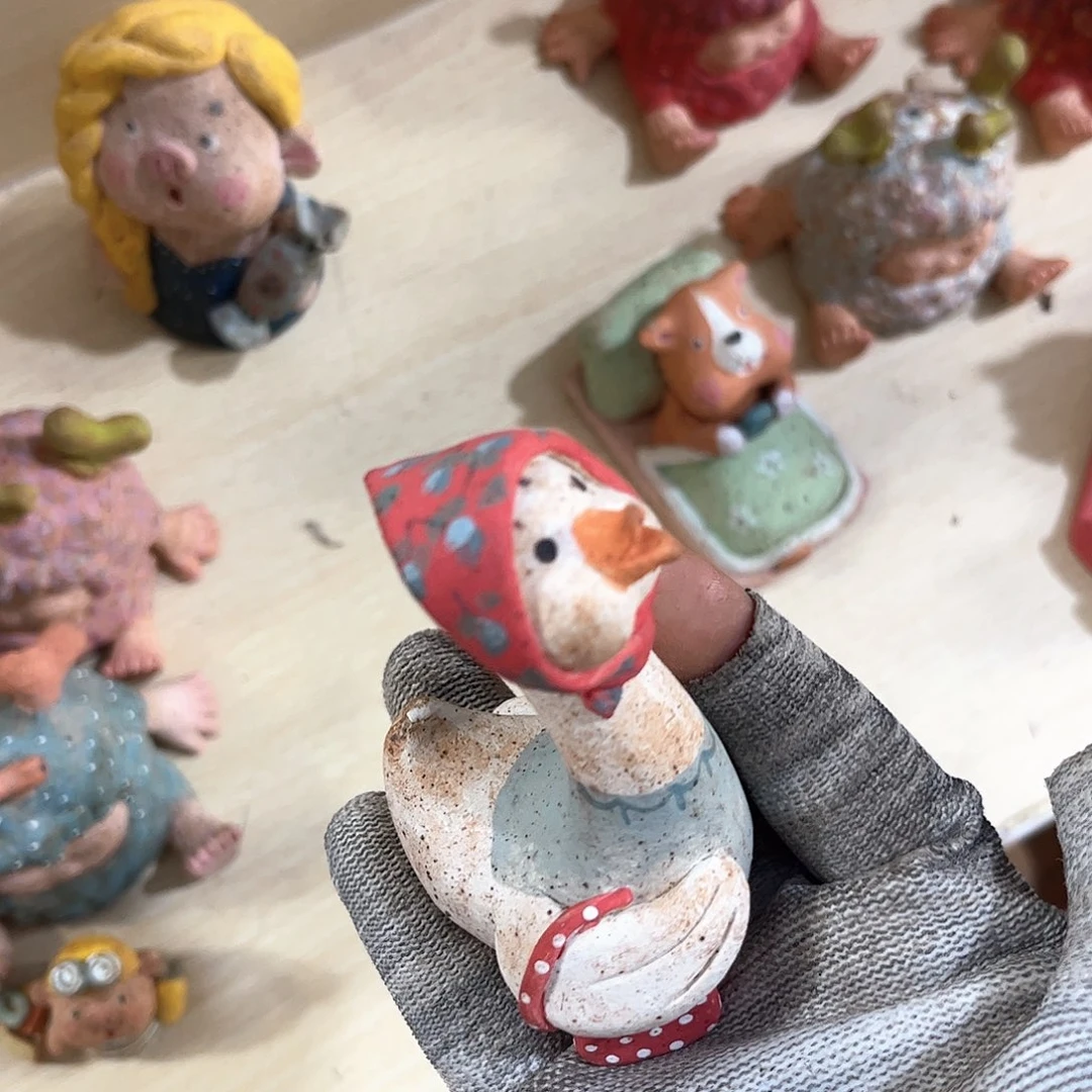 泥塑古镇炻陶花盆