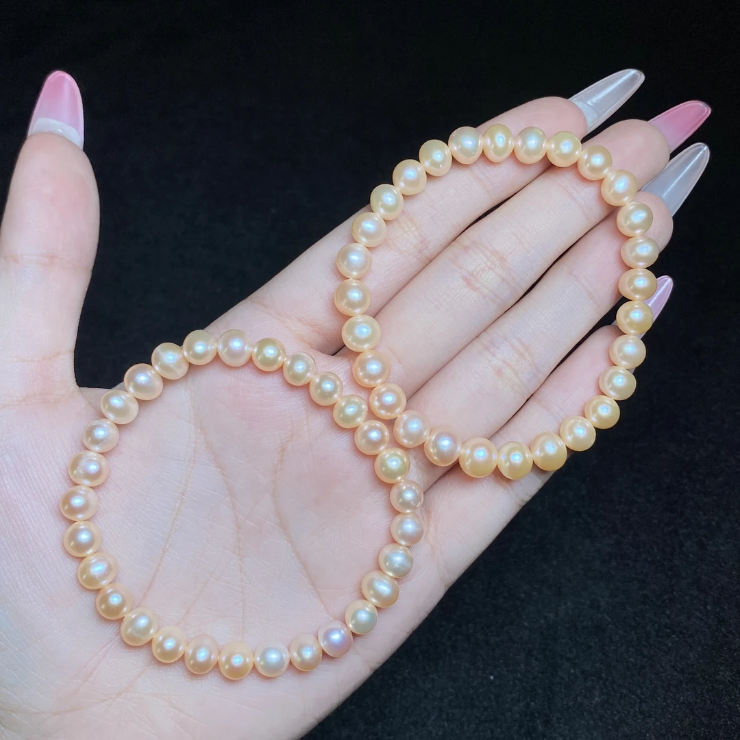 【小北珠宝】淡水珍珠单圈手串约6-7mm【多样性发一件】26-AH27X527