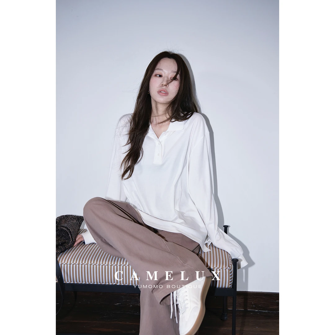 Cleanfit老钱新贵polo衫 针织 宽松翻领长袖上衣 QTA2030