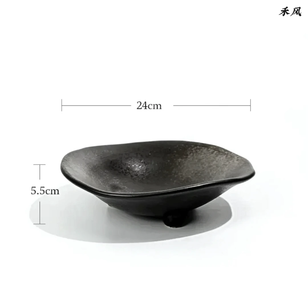 复古黑 花盆陶瓷盆 苔藓球水培底座