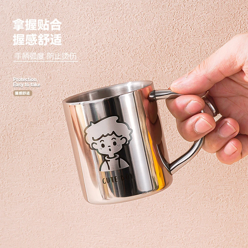 【新店福利】男孩水杯带手柄防摔隔热食品级牛奶杯男孩女孩宝宝水杯