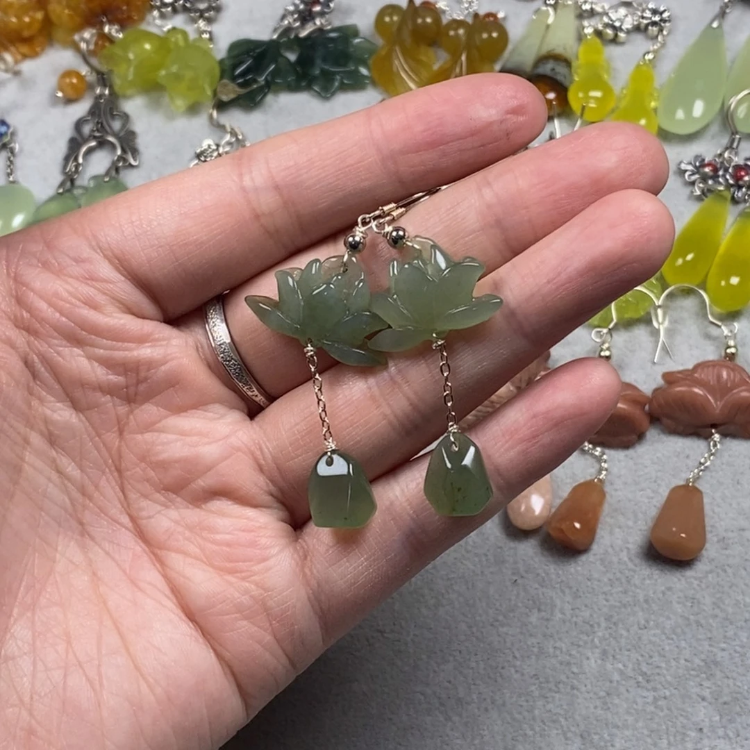 蛇纹石玉未镶嵌挂件耳饰耳环项链